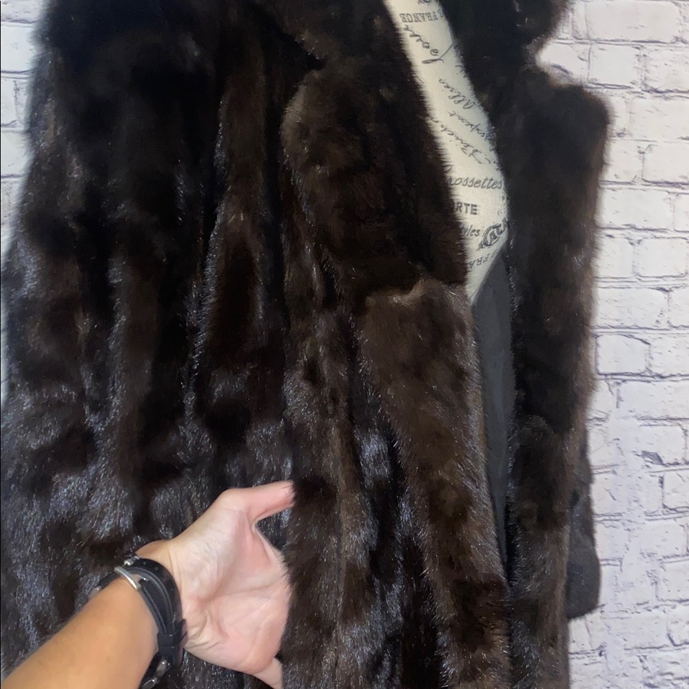 Vintage Dark Brown Fur Long Coat - Picture 6 of 16